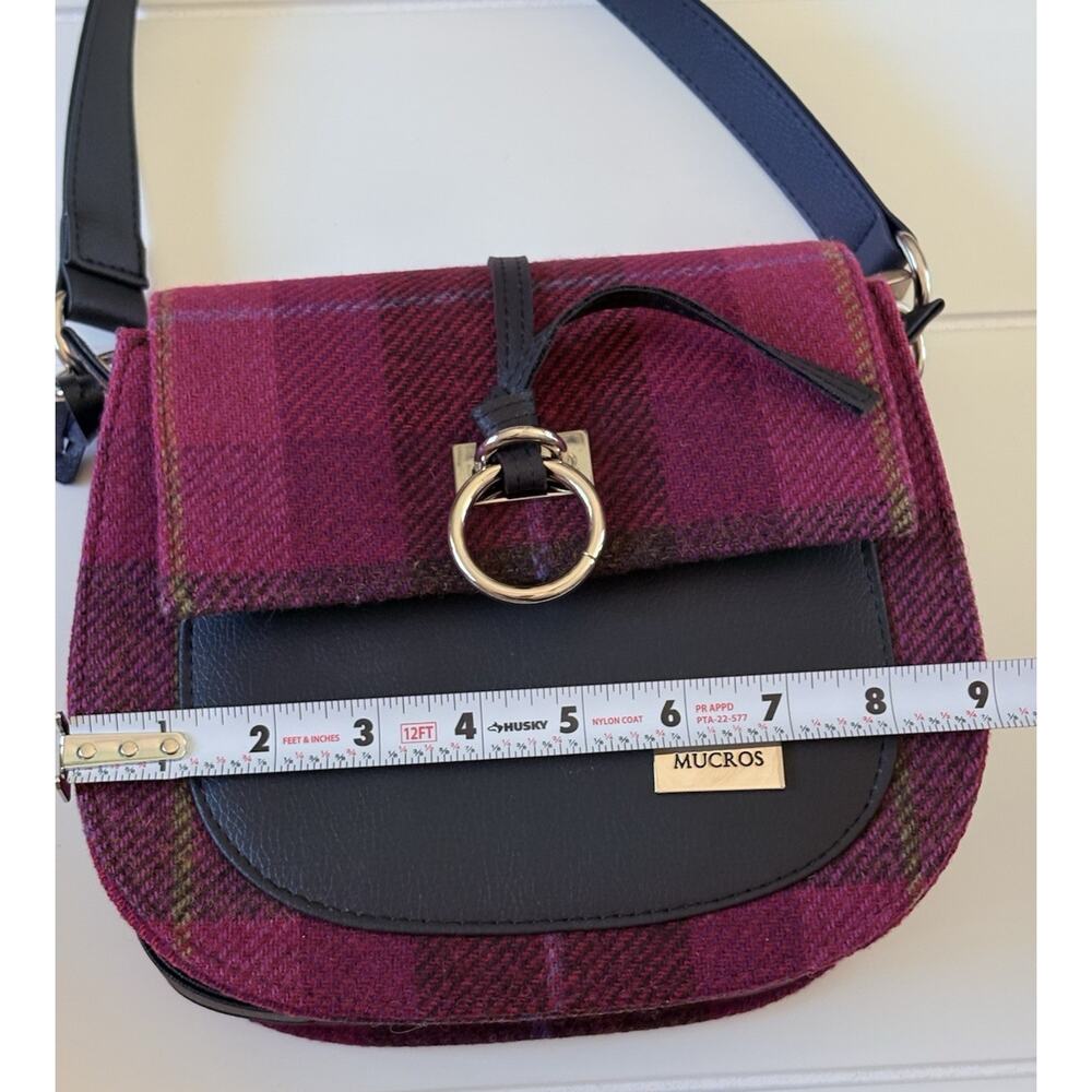 Mucros Weavers Irish Wool Tweed Pink Plaid Handbag Heritage Preppy Academia - Picture 14 of 15